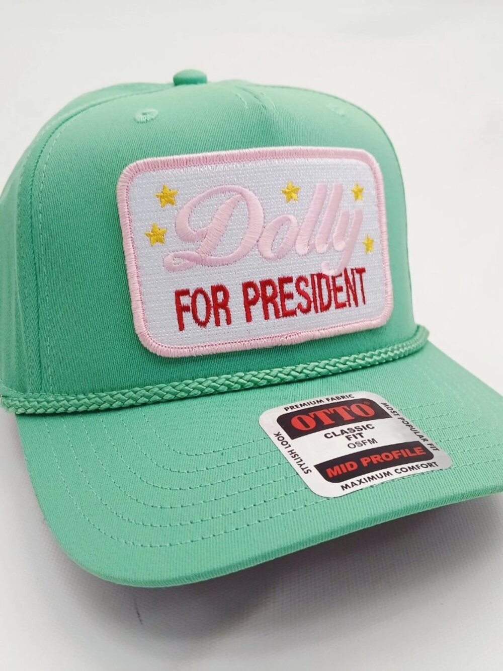 Dolly For President Embroidered Patch Green OTTO Rope Hat Snapback Cap Country - Picture 3 of 5